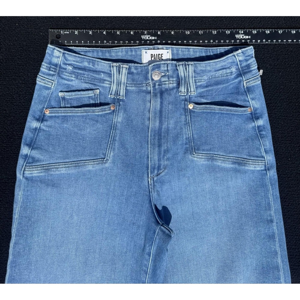 PAIGE Anessa High Rise Patch Pocket Wide Leg Jeans Bebop Raw Hem Crop Size 30 - Picture 5 of 10
